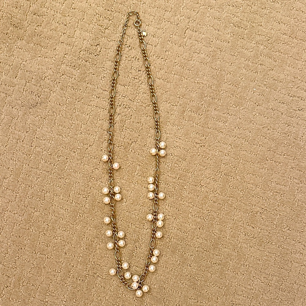 J. Crew Gold and Pearl long necklace